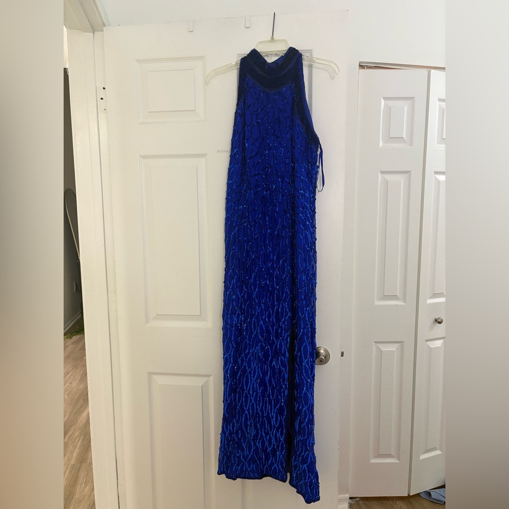 Laurence Kazar Blue Sequin Dress